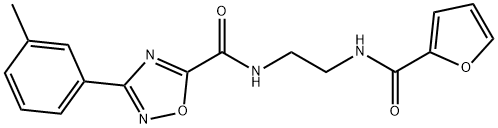 N-[2-(furan-2-carbonylamino)ethyl]-3-(3-methylphenyl)-1,2,4-oxadiazole-5-carboxamide Struktur