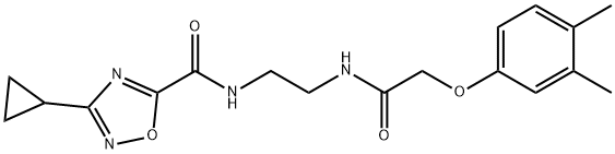 3-cyclopropyl-N-[2-[[2-(3,4-dimethylphenoxy)acetyl]amino]ethyl]-1,2,4-oxadiazole-5-carboxamide Struktur