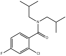 2-chloro-4-fluoro-N,N-bis(2-methylpropyl)benzamide Struktur