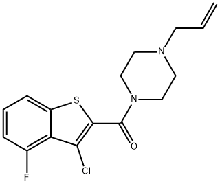 (3-chloro-4-fluoro-1-benzothiophen-2-yl)-(4-prop-2-enylpiperazin-1-yl)methanone Struktur