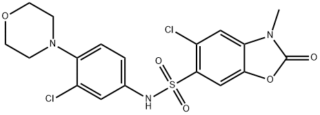 5-chloro-N-(3-chloro-4-morpholin-4-ylphenyl)-3-methyl-2-oxo-1,3-benzoxazole-6-sulfonamide Struktur