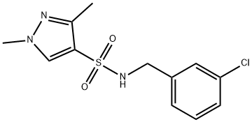 N-[(3-chlorophenyl)methyl]-1,3-dimethylpyrazole-4-sulfonamide Struktur