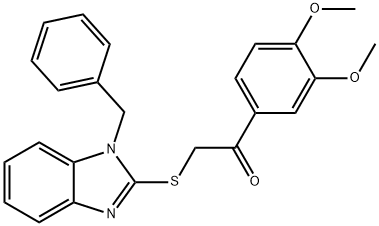 2-(1-benzylbenzimidazol-2-yl)sulfanyl-1-(3,4-dimethoxyphenyl)ethanone Struktur