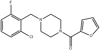 [4-[(2-chloro-6-fluorophenyl)methyl]piperazin-1-yl]-(furan-2-yl)methanone Struktur