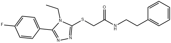 2-[[4-ethyl-5-(4-fluorophenyl)-1,2,4-triazol-3-yl]sulfanyl]-N-(2-phenylethyl)acetamide Struktur