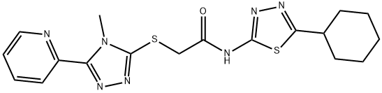 N-(5-cyclohexyl-1,3,4-thiadiazol-2-yl)-2-[(4-methyl-5-pyridin-2-yl-1,2,4-triazol-3-yl)sulfanyl]acetamide Struktur