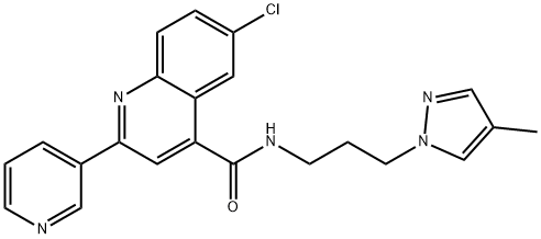 6-chloro-N-[3-(4-methylpyrazol-1-yl)propyl]-2-pyridin-3-ylquinoline-4-carboxamide Struktur