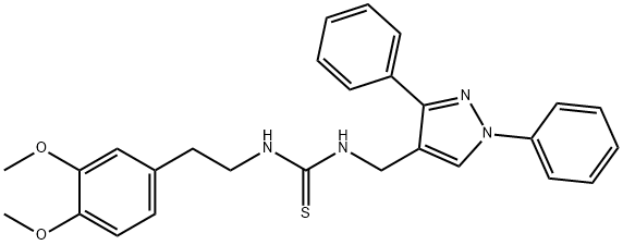 1-[2-(3,4-dimethoxyphenyl)ethyl]-3-[(1,3-diphenylpyrazol-4-yl)methyl]thiourea Struktur