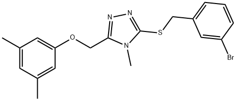 3-[(3-bromophenyl)methylsulfanyl]-5-[(3,5-dimethylphenoxy)methyl]-4-methyl-1,2,4-triazole Struktur