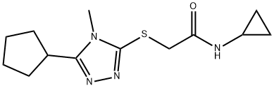 2-[(5-cyclopentyl-4-methyl-1,2,4-triazol-3-yl)sulfanyl]-N-cyclopropylacetamide Struktur