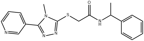 2-[(4-methyl-5-pyridin-3-yl-1,2,4-triazol-3-yl)sulfanyl]-N-(1-phenylethyl)acetamide Struktur