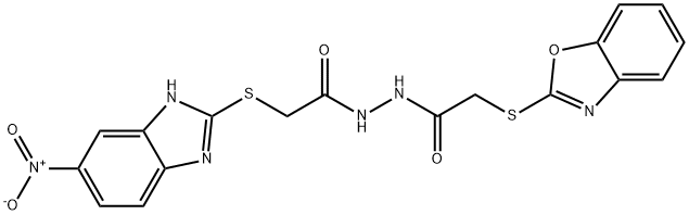 N'-[2-(1,3-benzoxazol-2-ylsulfanyl)acetyl]-2-[(6-nitro-1H-benzimidazol-2-yl)sulfanyl]acetohydrazide Struktur