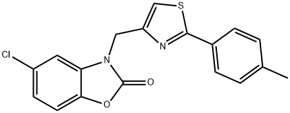 5-chloro-3-[[2-(4-methylphenyl)-1,3-thiazol-4-yl]methyl]-1,3-benzoxazol-2-one Struktur