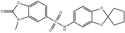 3-methyl-2-oxo-N-spiro[1,3-benzodioxole-2,1'-cyclopentane]-5-yl-1,3-benzoxazole-5-sulfonamide Struktur