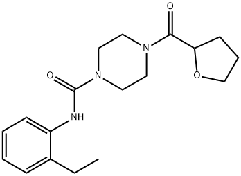 N-(2-ethylphenyl)-4-(oxolane-2-carbonyl)piperazine-1-carboxamide Struktur