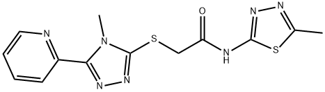 2-[(4-methyl-5-pyridin-2-yl-1,2,4-triazol-3-yl)sulfanyl]-N-(5-methyl-1,3,4-thiadiazol-2-yl)acetamide Struktur