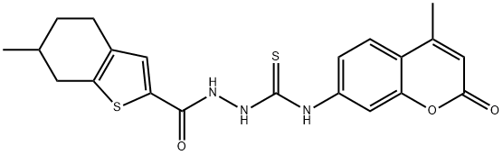 1-(4-methyl-2-oxochromen-7-yl)-3-[(6-methyl-4,5,6,7-tetrahydro-1-benzothiophene-2-carbonyl)amino]thiourea Struktur