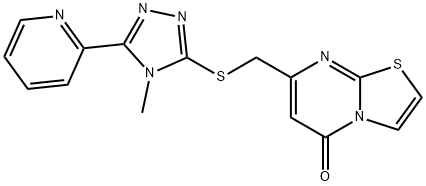 7-[(4-methyl-5-pyridin-2-yl-1,2,4-triazol-3-yl)sulfanylmethyl]-[1,3]thiazolo[3,2-a]pyrimidin-5-one Struktur