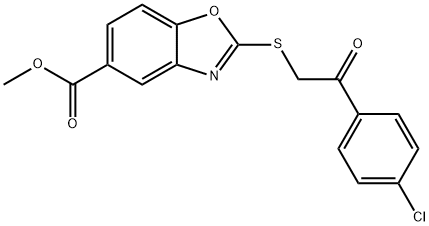 methyl 2-[2-(4-chlorophenyl)-2-oxoethyl]sulfanyl-1,3-benzoxazole-5-carboxylate Struktur