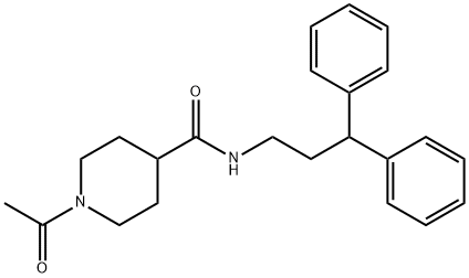 1-acetyl-N-(3,3-diphenylpropyl)piperidine-4-carboxamide Struktur