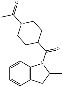 1-[4-(2-methyl-2,3-dihydroindole-1-carbonyl)piperidin-1-yl]ethanone Struktur