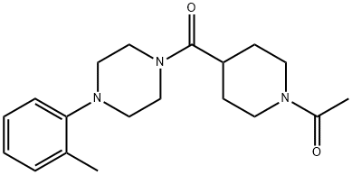 1-[4-[4-(2-methylphenyl)piperazine-1-carbonyl]piperidin-1-yl]ethanone Struktur