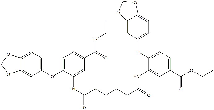 ethyl 4-(1,3-benzodioxol-5-yloxy)-3-[[6-[2-(1,3-benzodioxol-5-yloxy)-5-ethoxycarbonylanilino]-6-oxohexanoyl]amino]benzoate Struktur