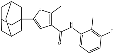 5-(1-adamantyl)-N-(3-fluoro-2-methylphenyl)-2-methylfuran-3-carboxamide Struktur