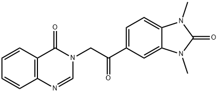 3-[2-(1,3-dimethyl-2-oxobenzimidazol-5-yl)-2-oxoethyl]quinazolin-4-one Struktur