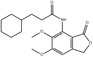 3-cyclohexyl-N-(5,6-dimethoxy-3-oxo-1H-2-benzofuran-4-yl)propanamide Struktur