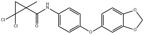 N-[4-(1,3-benzodioxol-5-yloxy)phenyl]-2,2-dichloro-1-methylcyclopropane-1-carboxamide Struktur