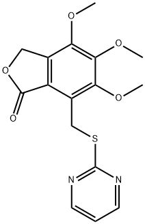 4,5,6-trimethoxy-7-(pyrimidin-2-ylsulfanylmethyl)-3H-2-benzofuran-1-one Struktur