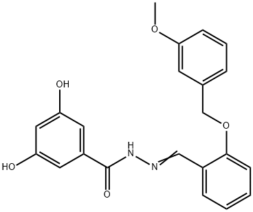 3,5-dihydroxy-N-[(E)-[2-[(3-methoxyphenyl)methoxy]phenyl]methylideneamino]benzamide Struktur