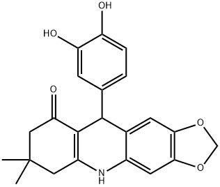 10-(3,4-dihydroxyphenyl)-7,7-dimethyl-5,6,8,10-tetrahydro-[1,3]benzodioxolo[5,6-b]quinolin-9-one Struktur