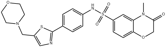 4-methyl-N-[4-[5-(morpholin-4-ylmethyl)-1,3-thiazol-2-yl]phenyl]-3-oxo-1,4-benzoxazine-6-sulfonamide Struktur