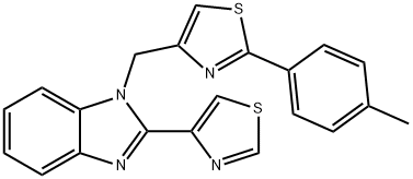 2-(4-methylphenyl)-4-[[2-(1,3-thiazol-4-yl)benzimidazol-1-yl]methyl]-1,3-thiazole Struktur