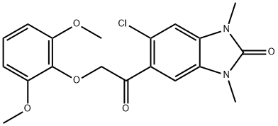 5-chloro-6-[2-(2,6-dimethoxyphenoxy)acetyl]-1,3-dimethylbenzimidazol-2-one Struktur