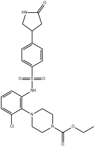 ethyl 4-[2-chloro-6-[[4-(5-oxopyrrolidin-3-yl)phenyl]sulfonylamino]phenyl]piperazine-1-carboxylate Struktur