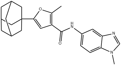 5-(1-adamantyl)-2-methyl-N-(1-methylbenzimidazol-5-yl)furan-3-carboxamide Struktur