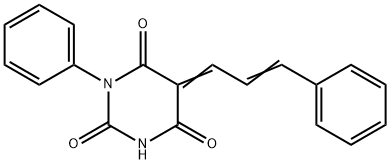 (5Z)-1-phenyl-5-[(E)-3-phenylprop-2-enylidene]-1,3-diazinane-2,4,6-trione Struktur