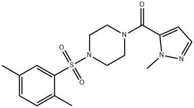 [4-(2,5-dimethylphenyl)sulfonylpiperazin-1-yl]-(2-methylpyrazol-3-yl)methanone Struktur