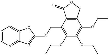 4,5,6-triethoxy-7-([1,3]oxazolo[4,5-b]pyridin-2-ylsulfanylmethyl)-3H-2-benzofuran-1-one Struktur