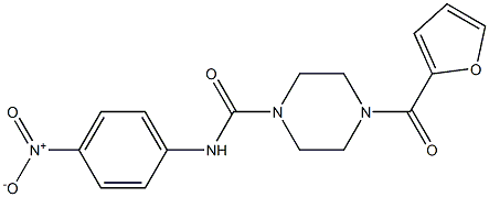 4-(furan-2-carbonyl)-N-(4-nitrophenyl)piperazine-1-carboxamide Struktur