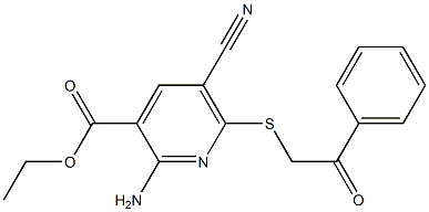 ethyl 2-amino-5-cyano-6-phenacylsulfanylpyridine-3-carboxylate Struktur