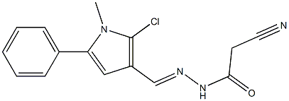 N-[(E)-(2-chloro-1-methyl-5-phenylpyrrol-3-yl)methylideneamino]-2-cyanoacetamide Struktur