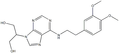 2-[6-[2-(3,4-dimethoxyphenyl)ethylamino]purin-9-yl]propane-1,3-diol Struktur