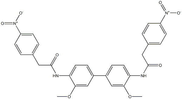 N-[2-methoxy-4-[3-methoxy-4-[[2-(4-nitrophenyl)acetyl]amino]phenyl]phenyl]-2-(4-nitrophenyl)acetamide Struktur