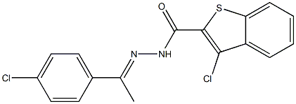 3-chloro-N-[(E)-1-(4-chlorophenyl)ethylideneamino]-1-benzothiophene-2-carboxamide Struktur