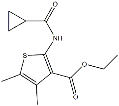 ethyl 2-(cyclopropanecarbonylamino)-4,5-dimethylthiophene-3-carboxylate Struktur