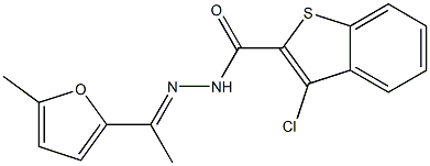 3-chloro-N-[(E)-1-(5-methylfuran-2-yl)ethylideneamino]-1-benzothiophene-2-carboxamide Struktur